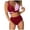 Wine, variant on Women's High Cut Sexy Bikini Set 2 Piece Sporty Modest Swimsuits Tummy Control Bathing Suits for Women High Waisted Bikini Tops Bottoms Swimwear