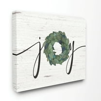 Stupell Home Décor Joy Wreath Wood Textured Family Word Design Canvas Wall Art by Jo Moulton