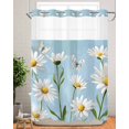 thumbnail image 2 of Anzona No Hook Shower Curtains, White Spring Floral Standard Bathroom Curtains with Snap in Liner, Summer Botanical Butterflies Waterproof Washable Fabric Bathroom Shower Curtain Sets, 60" x 72", 2 of 4