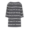 thumbnail image 5 of Scyoekwg Plus Size 3/4 Sleeve Tops for Women Crew Neck Three Quarter Sleeves Tunic Shirt Striped Print Lightweight Ladies Blouses Trendy Casual Comfy Loose Blouses (Gray,L), 5 of 6