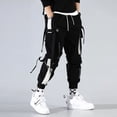 thumbnail image 4 of Men's Letter Flap Pocket Drawstring Cargo Pants Casual All-match Loose pantalon cargo homme Classic Fit Elastic work Trousers, 4 of 5