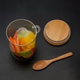 thumbnail image 3 of Frascos de vidrio herméticos con tapas de bambú y cucharas de bambú: botes decorativos y de vidrio para guardar frijoles, té, azúcar y nueces, 3 of 6