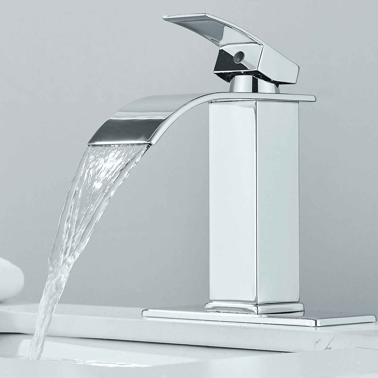 Zovajonia  Bathroom Basin Sink faucet Waterfall Spout Single Handle Mixer Tap W/Cover&Drain Polished Chrome