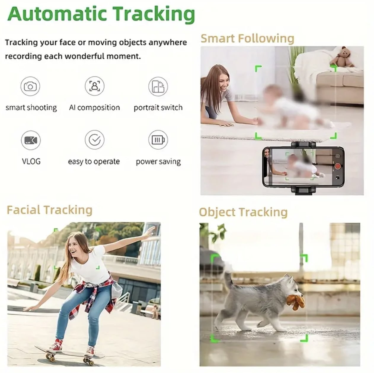 360 Rotation Auto Tracking Phone Holder Tripod Selfie Stick With Remote,Smart Following Face And Object Tracking Tripod Stand Phone Holder Mount