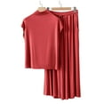 thumbnail image 2 of Vibrex Women's Modal Loungewear Set – Soft Solid Color Short Sleeve & Shorts Pajama Set for Sleep & Lounge, 2 of 7