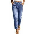 thumbnail image 2 of QSAWXQZ Womens Mid Waist Cropped Jeans Straight Leg Denim Pants Pockets Casual Trousers 2XL, 2 of 8