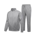 thumbnail image 2 of Men's 2Pc Full Zip Tracksuit, 4 Way Stretch with Reflective Stripes & Zipper Pockets, Straight Leg for Golf Running Gym Light Gray XL, 2 of 8