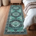 thumbnail image 2 of Vintage 2x6 Washable Runner Rug – Non-Slip Non-Shedding Foldable Distressed Traditional Carpet for Kitchen Bedroom Entryway Bathroom Green., 2 of 8