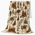 thumbnail image 2 of Rustic Western Christmas Frontier Holiday Cowboy, Festive Holiday Scene, Warm Flannel Blanket for Ranch House and Living Room, Horse Lovers Christmas Gift, Rustic Home Decor, 2 of 9