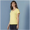 thumbnail image 2 of Gildan- Camiseta de algodón de  con cuello en forma de V para mujer (Amarillo), 2 of 5