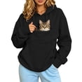 thumbnail image 2 of Stralyhd Womens Cat Pouch Hoodie Large Kangaroo Pocket Pet Holder Sweatshirt Trendy Relaxed All Season Daily Streetwear Pullover Tops Black L, 2 of 7