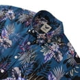 thumbnail image 3 of YIUME Dark Blue Hand Painted Orchid Floral Print 100% Cotton Button-down Shirt, 3 of 9