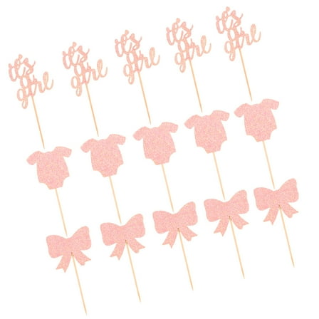 Milisten Pink Paper Cake Toppers with Lovely Bow Tie Design for Cake Decor 36 Pieces