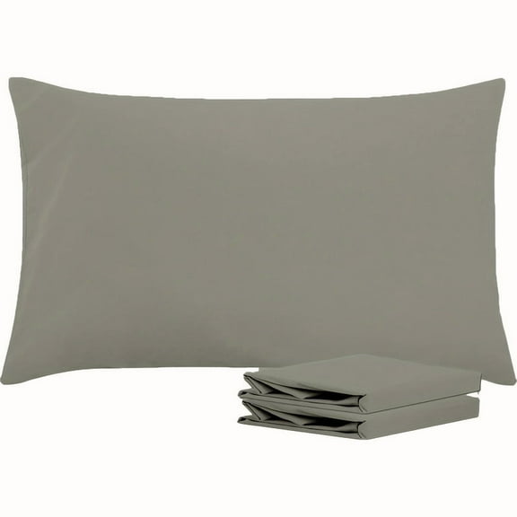 Lotechicw Pillowcase Set, Double Brushed Microfiber, Ultra Soft, Dark Grey, 2 Piece