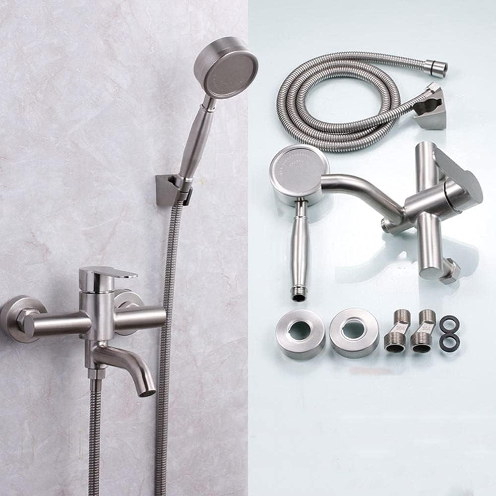 bathtub faucet Wall Mounted Bathtub Faucet with Shower Stainless Steel Shower Set Faucet Cold and Hot Water Multi-Function Bathroom Faucet Brushed-A