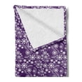 thumbnail image 2 of Flower Soft Flannel Fleece Throw Blanket, Abstract Garden Art with Continuous Curvy Wavy Stems and Petals Print, Cozy Plush for Indoor and Outdoor Use, 60" x 80", Dark Purple and White, by Ambesonne, 2 of 5