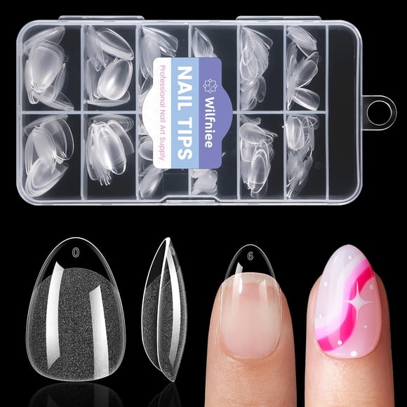 Gel transparente Nail Tips Wilfniee Extra Short Almond, 240 unidades