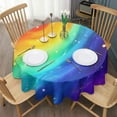 thumbnail image 3 of Rainbow Tie Dye Wave Pattern Round Tablecloth 60"x60",Wrinkle Wipeable Table Cloth for Kitchen Dining Room Picnic Patio Party, 3 of 6