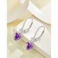 thumbnail image 5 of PYNZY Heart Dangle Drop Earrings, 925 Sterling Silver Earrings for Women with Amethyst Birthstones Leverback Jewelry for Gifts, 5 of 7