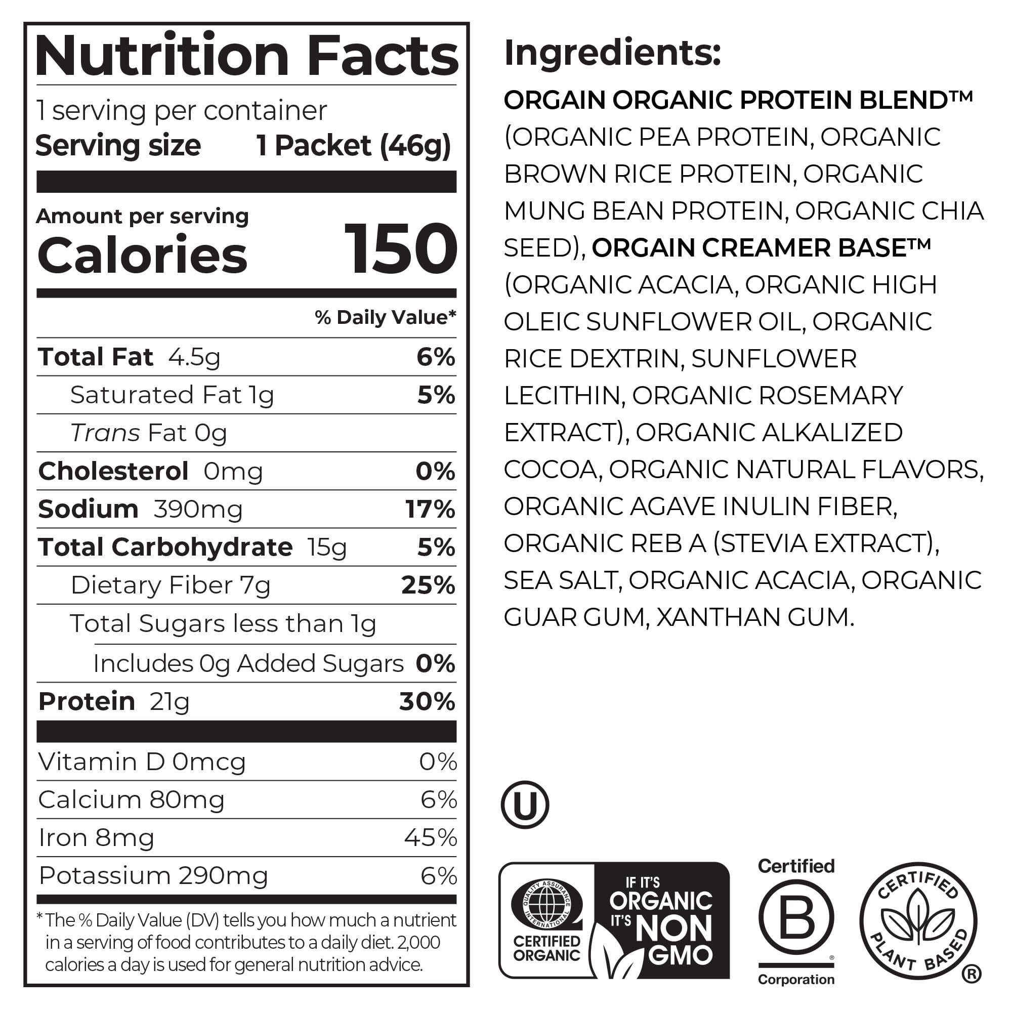 Orgain Organic Vegan 21g Protein Powder Packets, Travel Size - Chocolate, 1ct