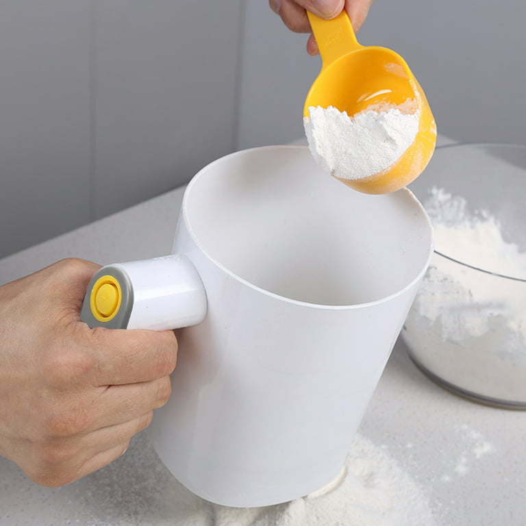 Electric Flour Sifter for Baking 4 cup Flour Sieve Stainless Steel Sifter  Handheld Battery Operated Flour Strainer Transparent Plastic Cup Shape