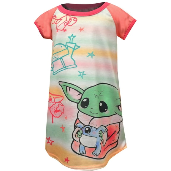AME Sleepwear Girls Star Wars Mandalorian Grogu Coral Nightgown (4)