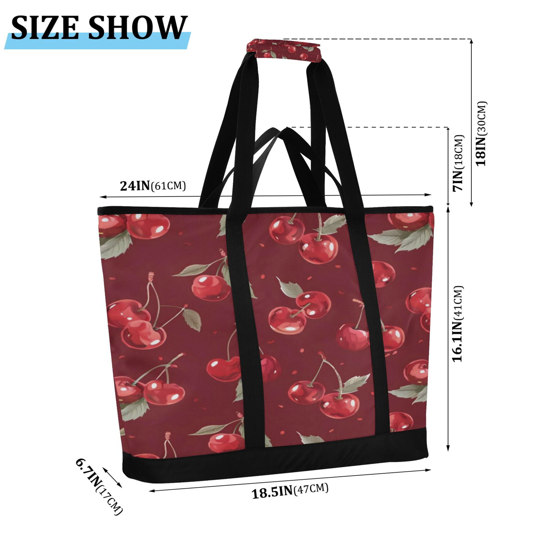 Large Hand-held Ice Pack Picnic Bag Insulation and Refrigeration Suitable for Shopping Picnics and Camping Red Cherry