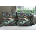 thumbnail image 2 of Ambesonne Lake Throw Pillow Cover Pack of 4, Fibonacci Details Mountains, 4 Pcs-20" x 20", Raspberry Pale Teal Blue, 2 of 5