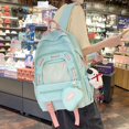 thumbnail image 5 of Mochila Kawaii con lindos accesorios Mochila de gran capacidad Bolsa de viaje elegante unisex Mochila ligera-verde, 5 of 5