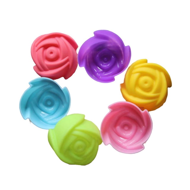 keepw 6 Pieces Flower Silicone Cake Mold Mould Baking Tools Self-Assembly Mini Various Designs Pudding Cooking Bakeware Rose