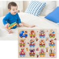 thumbnail image 2 of Kids Wooden Peg Puzzles Set With Alphabet Numbers Fruits Animals And Vehicles, 2 of 9