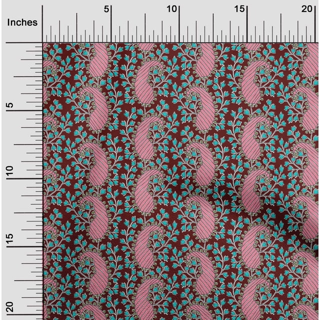 oneOone Polyester Lycra Fabric Floral & Paisley Block Print Fabric BTY 56 Inch Wide