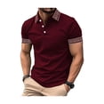 thumbnail image 2 of KLHDSF Men's Polo Shirts Short Sleeve Cotton Pique Classic Shirts Soft, Lightweight, Breathable, Moisture Wicking, Casual, Work, Golf, Summer, Daily Wear Wine XL, 2 of 4