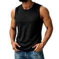thumbnail image 3 of Men's Casual Sports Ice Silk Tank Top Sleeveless Crewneck Quick Dry Breathable Cooling Sun Protection T-Shirt Muscle Vest Summer Gym Workout Fashion Essential | JASKFLY,Black L, 3 of 9