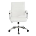 thumbnail image 2 of Executive Low Back Chair in White Faux Leather with Chrome Arms and Base K/D, 2 of 6