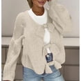 thumbnail image 2 of VISALY Cropped Cardigan Open Front Cardigan Bow Tie Cardigan Sweaters Crew Neck Long Sleeve Ribbed Knit Tie Front Crochet Knit Jumper Top Outwear Coat Chunky Knit Cardigan Crochet Cardigan White M, 2 of 7