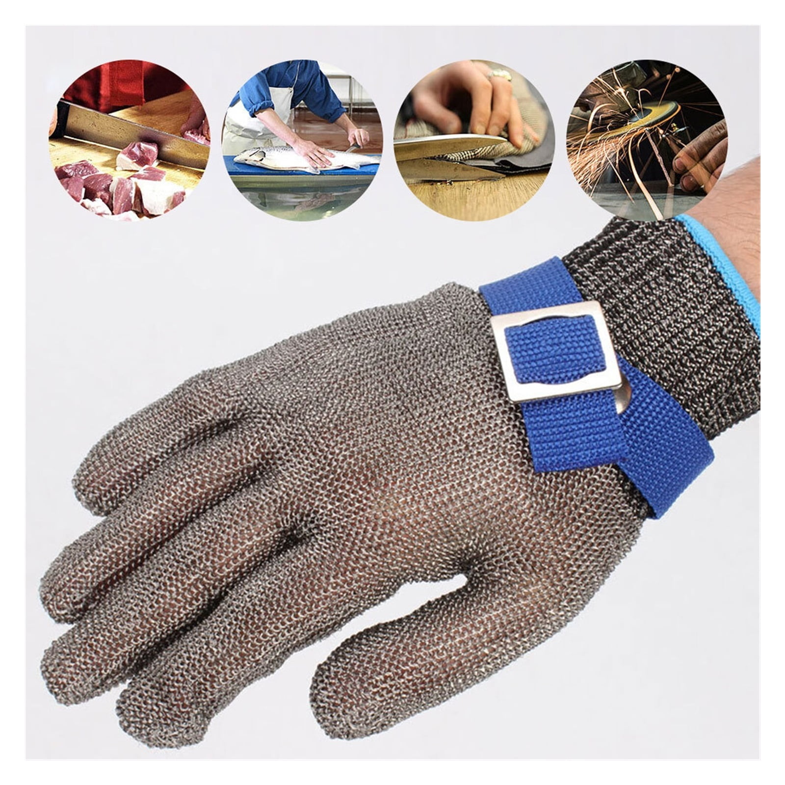 1PC Level 5 HPPE Stainless Steel Gloves Cut Gloves Cut Resistant Working Gloves Metal Mesh Anti Cutting Butcher Work Gloves Apply To Wood Carving, Carpentry And Knife Working ,Wear-Resistant