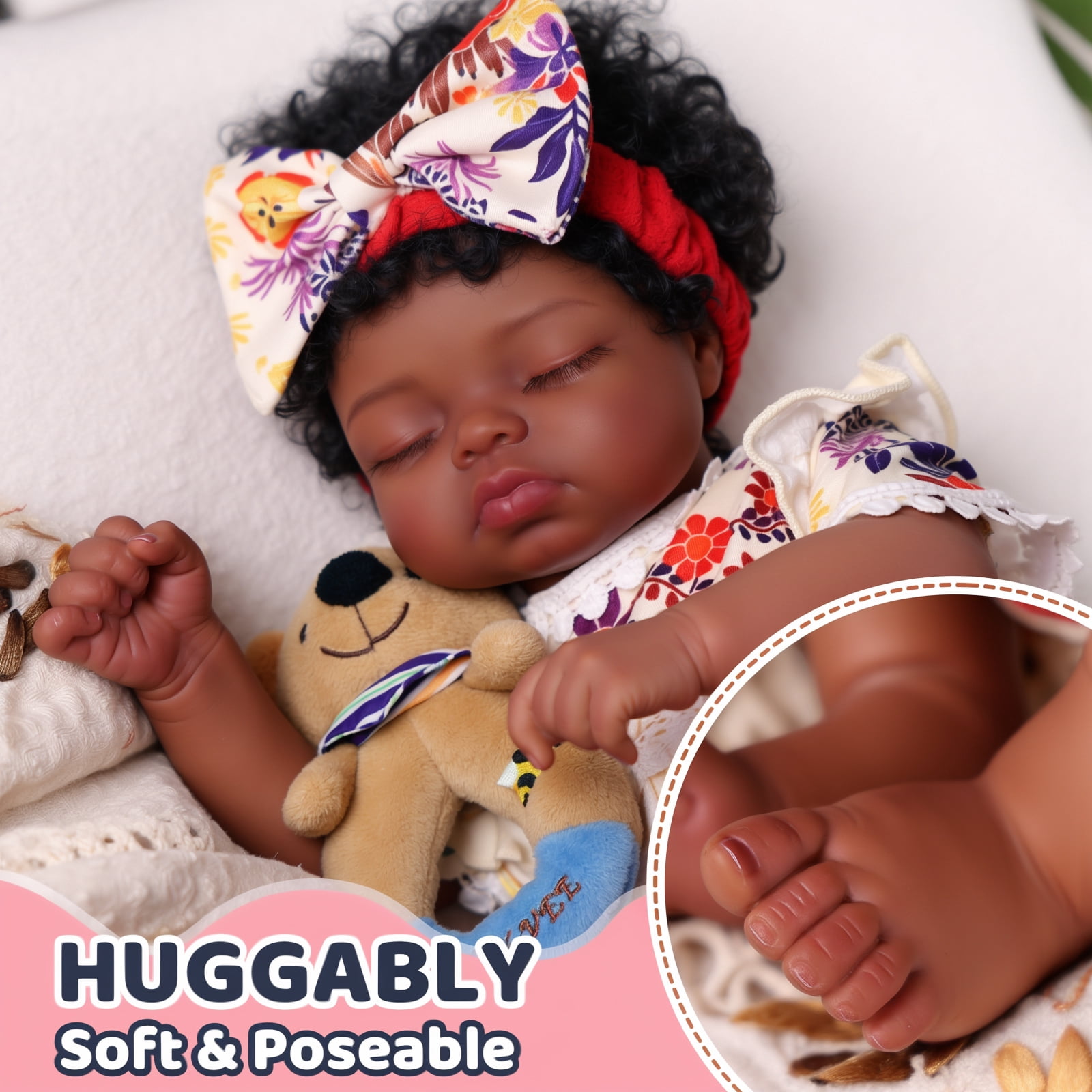RSG Lifelike Reborn Baby Dolls,17-Inch Real Baby Feeling - Baby Doll with Soft Cloth Body Real Life Baby Dolls with Toy & Gift Box for Kids