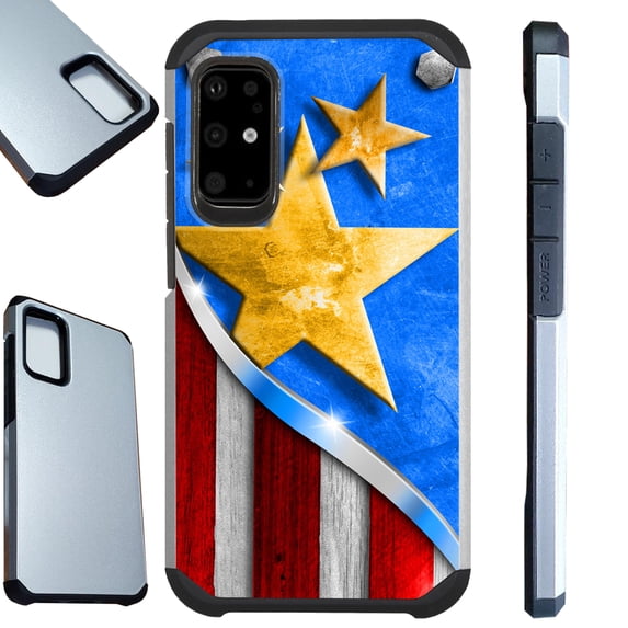 WORLD ACC Fusion Phone Case Compatible with Samsung Galaxy Note 20 Ultra Hybrid Cover (Metallic US Star Flag)