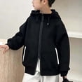 thumbnail image 3 of Ohufall Sweatshirt Jacket for Kids Boys Hooded Zipper Solid Color Sweatshirts Long Sleeve Drawstring Fashion Casual Top 3-15Y, 3 of 5