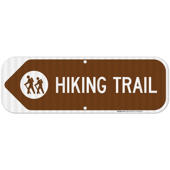 Hiking Trail With Graphic And Left Arrow Sign,