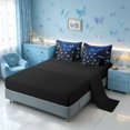 thumbnail image 4 of Homewish Blue Butterfly Full Size Bedding Sets for Girls, Glitter Stars Full Size Bed in a Bag, Black Reversible, 7 Pieces, 4 of 7
