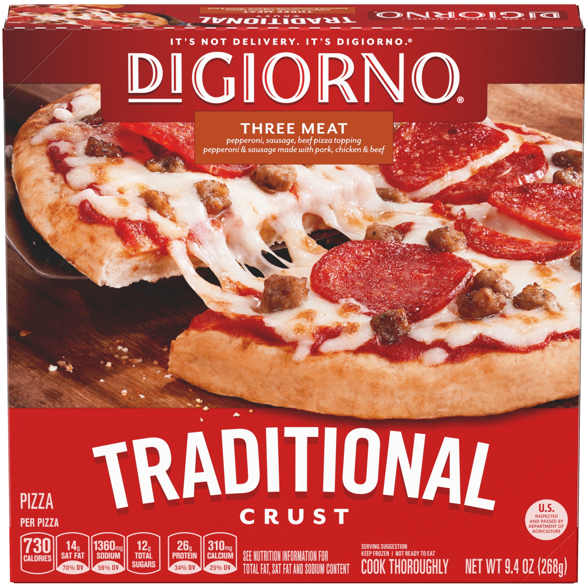 DIGIORNO Three Meat Traditional Crust Frozen Pizza 9.4 oz. Box