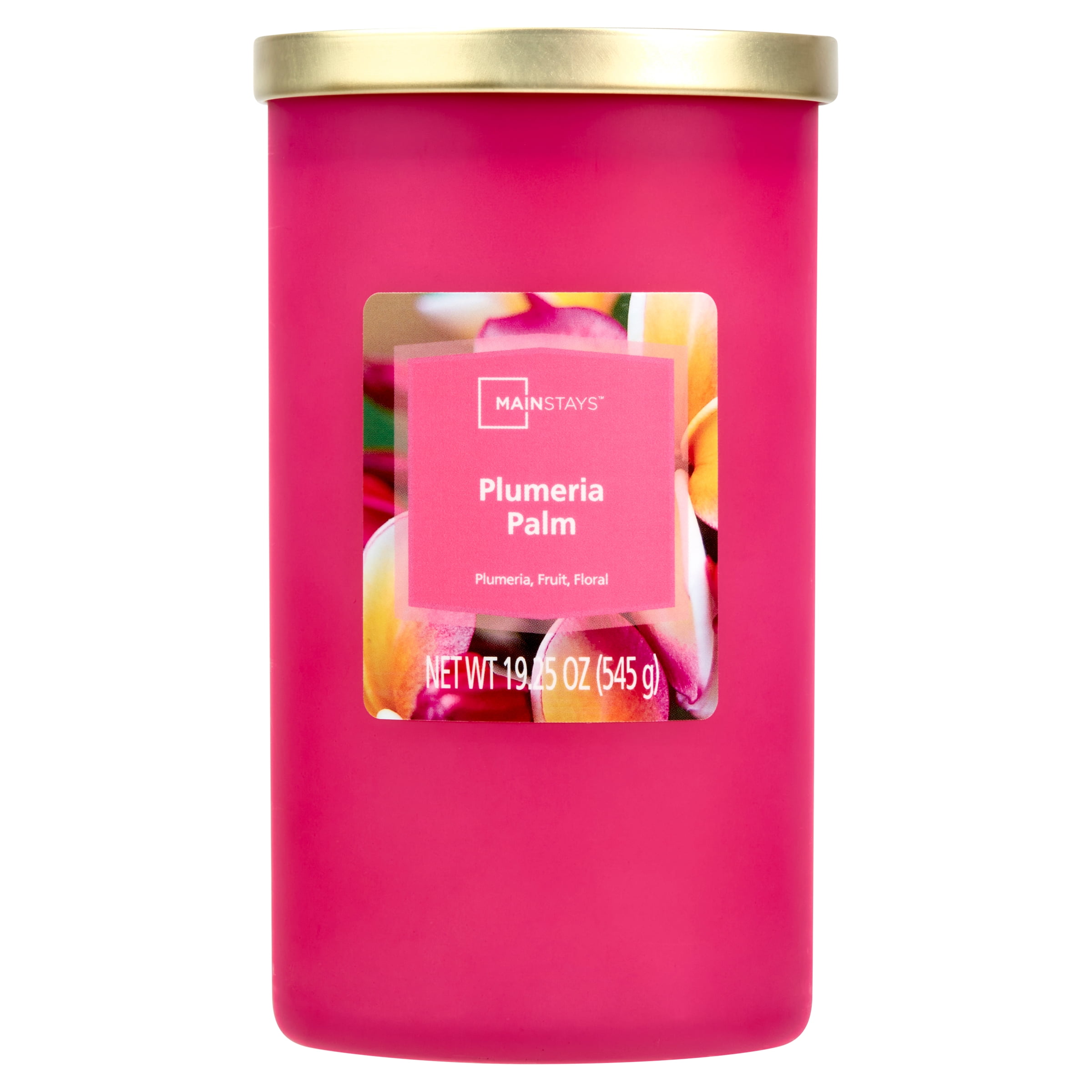 Mainstays Plumeria Palm Scented 3-Wick Glass Jar Candle, 11.5 oz 
