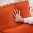 thumbnail image 3 of Tcbosik Upholstered Linen Lounge Chair in Burnt Orange, Mid-Century Modern Armchair with Solid Wood Frame & 5.5" Thick Padded Seat & Lumbar Pillow, Accent Chair for Living Space, Home Office, 3 of 10
