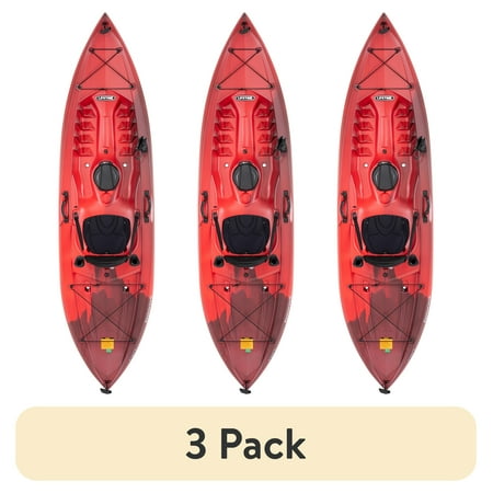 (3 pack) Lifetime Tamarack Angler 10 ft Sit-On-Top Fishing Kayak, Volcano Fusion (91340)