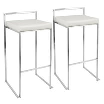 Belen Kox Fuji Contemporary Stackable Barstool with White Faux Leather - Set of 2