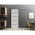 thumbnail image 3 of Sturdy Barn Door 30 x 96 inches | Planum 0015 Grey Matte with Frosted Glass | Stainless Steel 6.6FT Rail Hangers Heavy Set | Solid Panel Interior Doors, 3 of 6