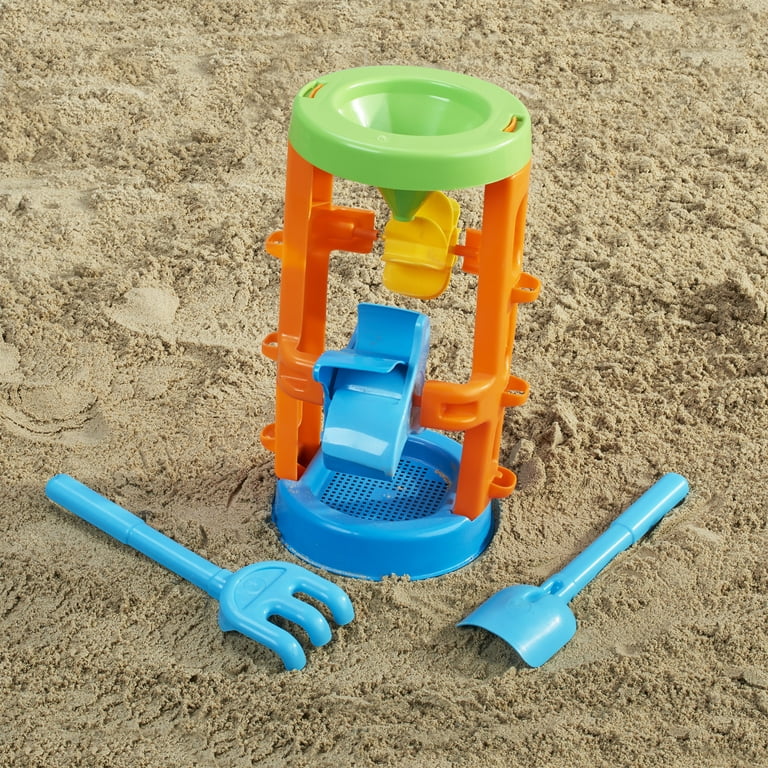 Play Day Kids’ Sand & Water Wheel Tower with Shovel & Rake – Beach Sand  Water Toy
