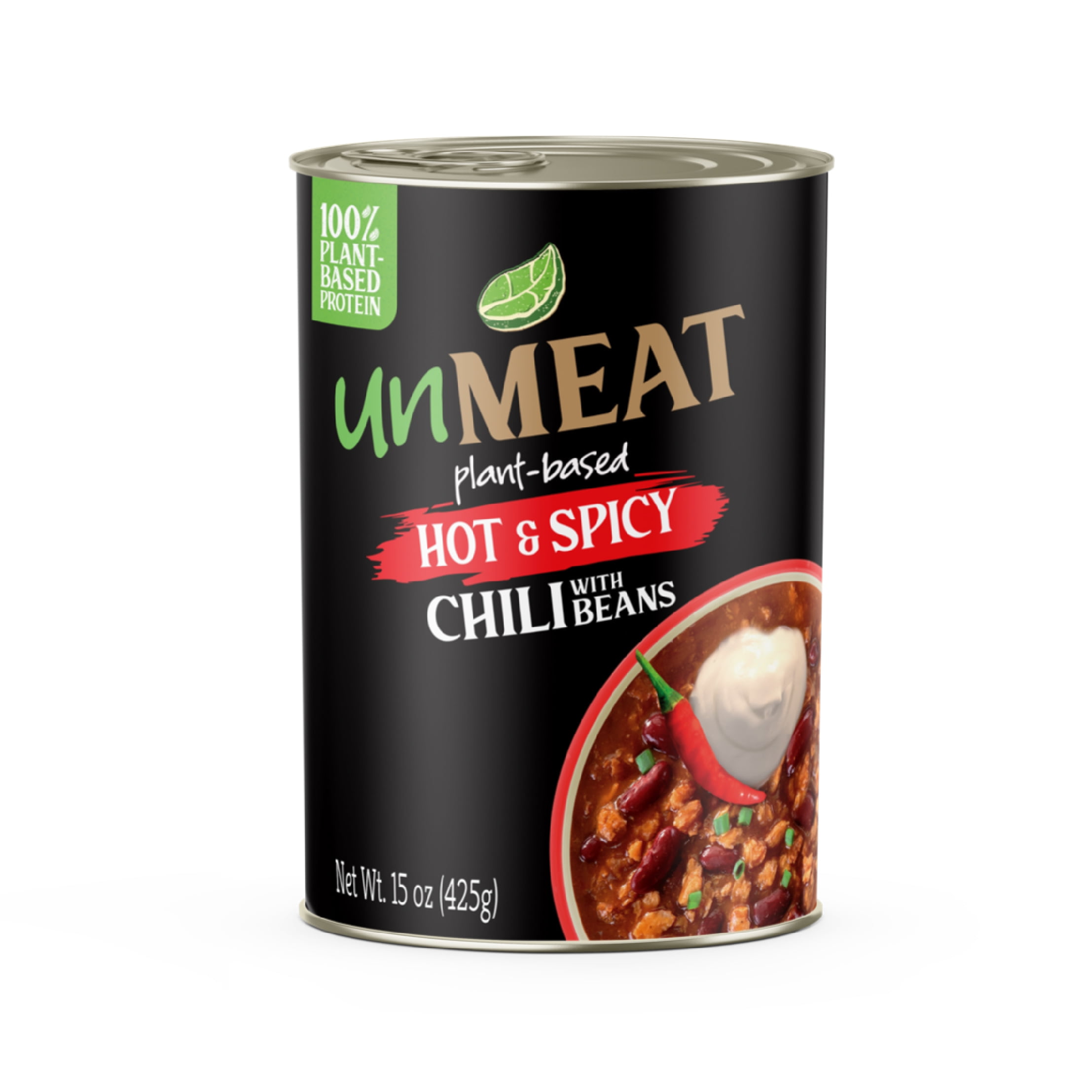 (3 pack) unMEAT Hot & Spicy Chili with Beans, 15 oz Can, Plant-Based, High Protein
